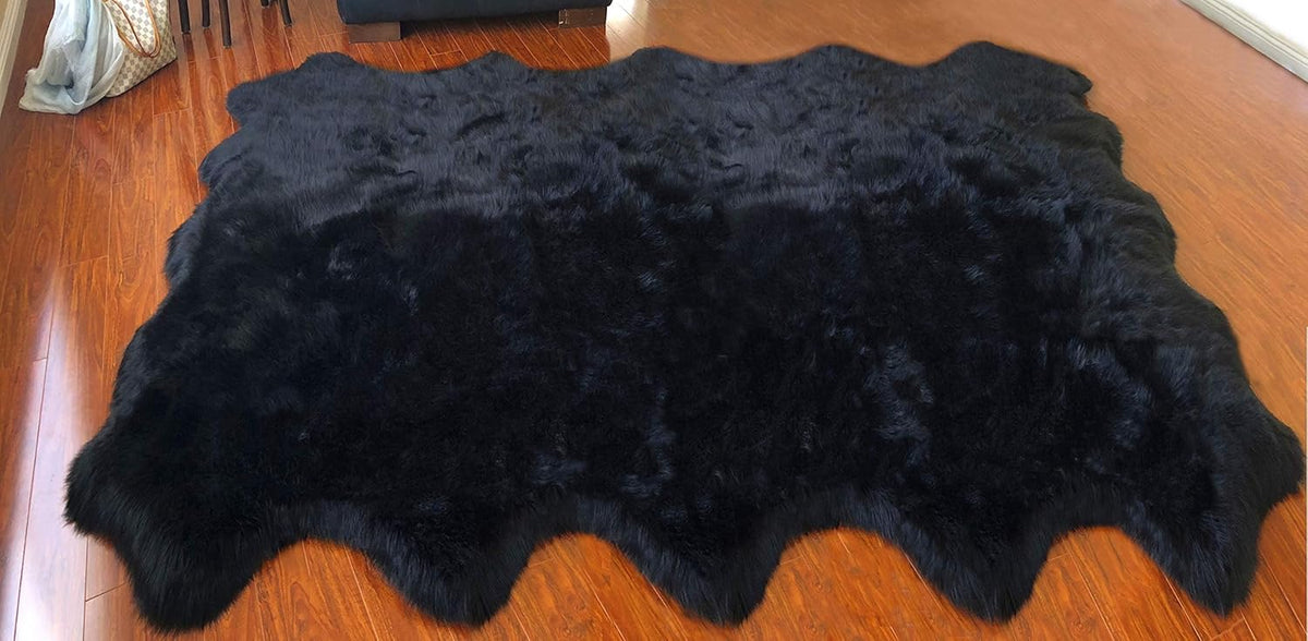 LAMBZY Faux Sheepskin Hypoallergenic Free Shape Silky Shag Rug, Luxury Shaggy Silky Plush Carpet