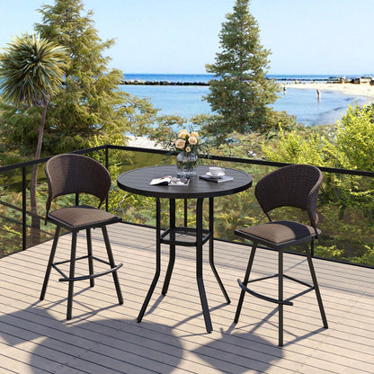 VICLLAX 35.5" Round Outdoor Bar Table, Bar Height Patio Table with Adjustable Umbrella Hole for