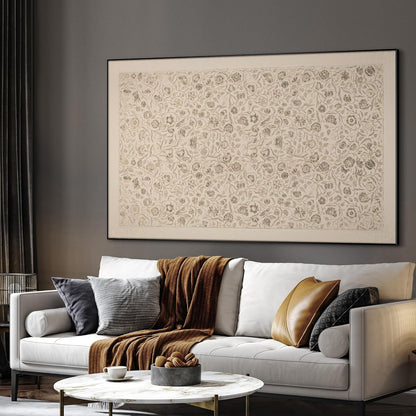 SIGNWIN 46"x72" Extra Large Framed Wall Art Vintage Botanical Sketch with Detailed Floral Pattern