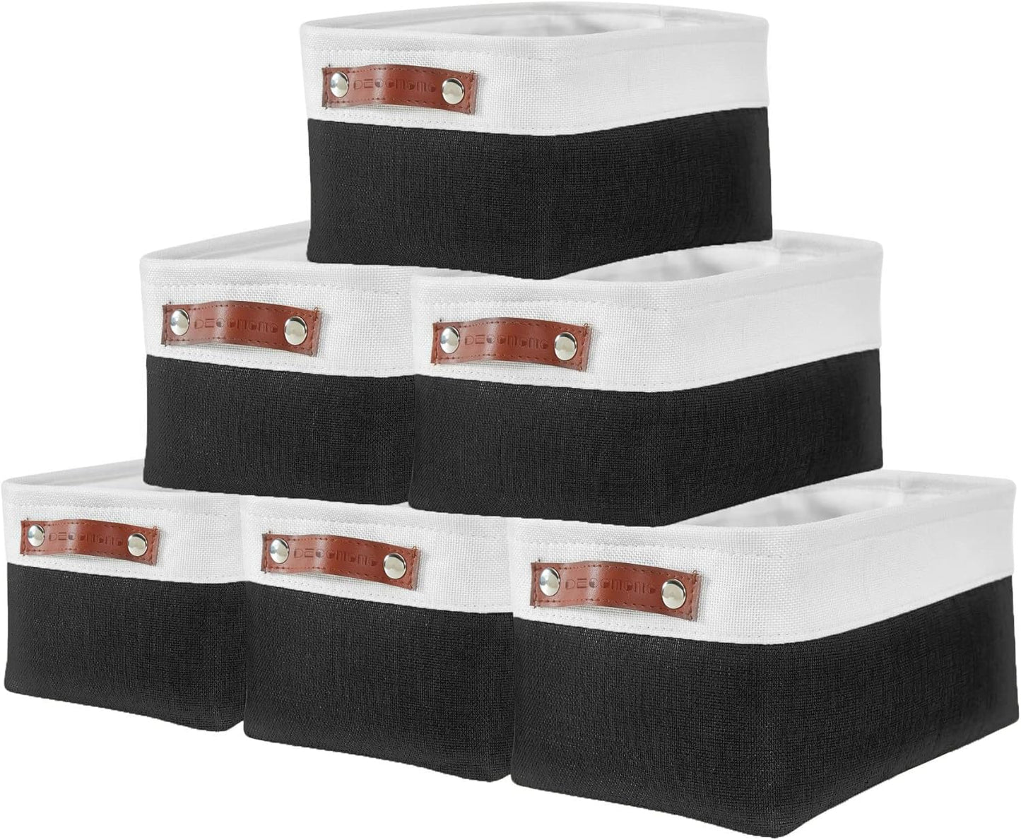 DECOMOMO Small Storage Basket, Closet Storage Bins, Baskets for Organizing Shelves (Black & White