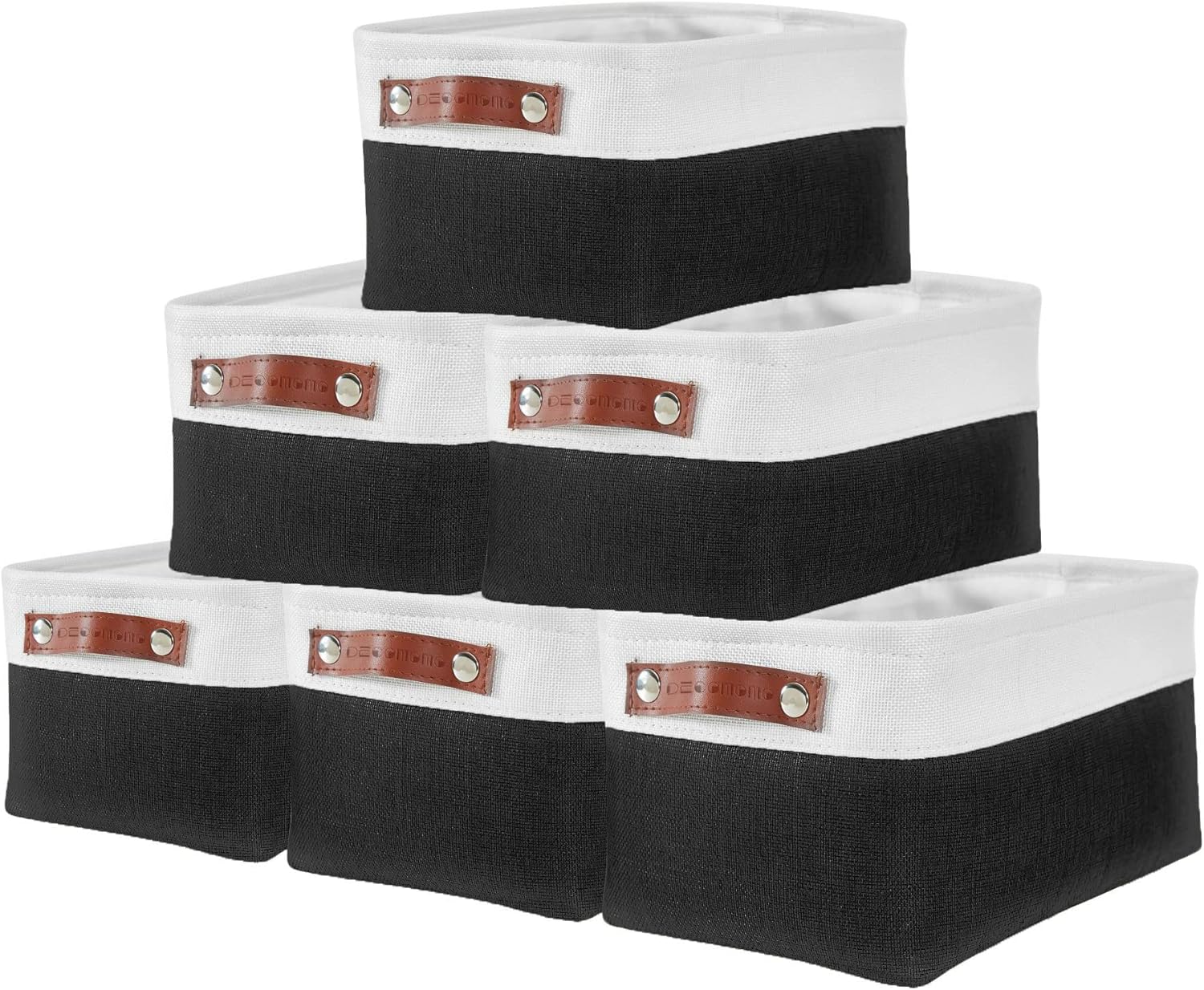 DECOMOMO Small Storage Basket, Closet Storage Bins, Baskets for Organizing Shelves (Black & White
