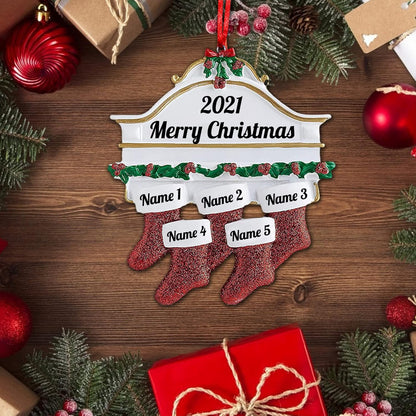 Personalized Christmas Ornaments Family of 2,3,4,5,6,7,8 Custom Christmas Stocking Ornaments with