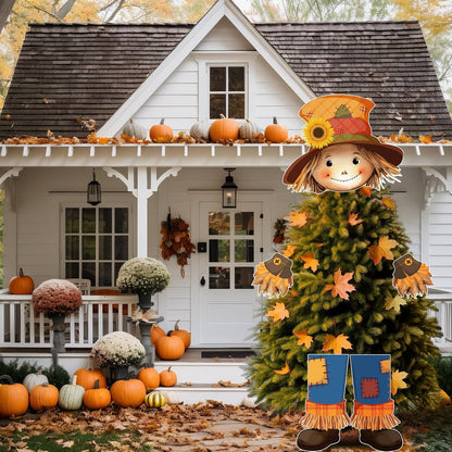Scarecrow Fall Tree Topper Autumn Harvest Farmhouse Decorative Tree Treetops Head Hands and Legs