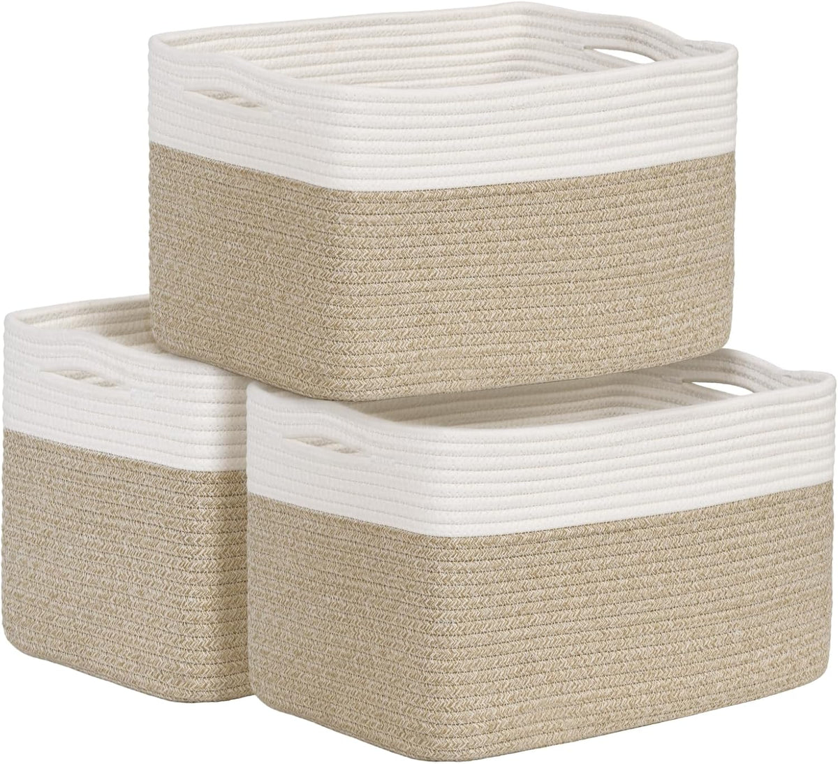 Shelf Baskets for Organizing, Woven Storage Basket for Shelves, Cotton Rope Storage Bins for Toys
