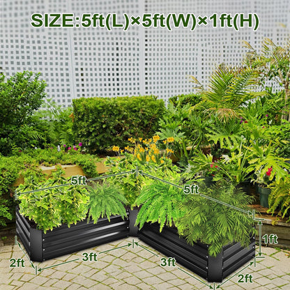 EDOSTORY Raised Bed Garden Bed Kit, 5x5x1ft Galvanized Planter Tall Raised Garden Boxes Outdoor