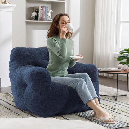 Recaceik Bean Bag Chairs, Tufted Soft Stuffed Bean Bag Chair with Filler, Fluffy Lazy Sofa