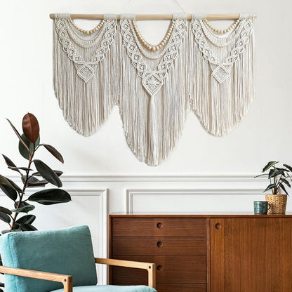 guzhiou large macrame wall hanging - Boho Tapestry Macrame Wall Decor Art- Chic Bohemian Handmade