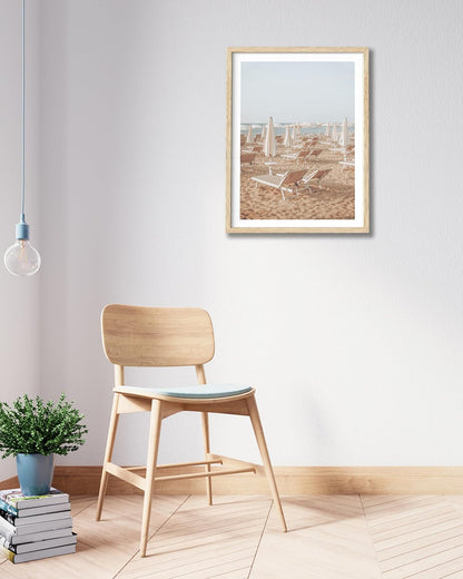 HesenDot Natural OAK Wood Framed Italy Beach Wall Art,12x16in Amalfi Coast Canvas Wall