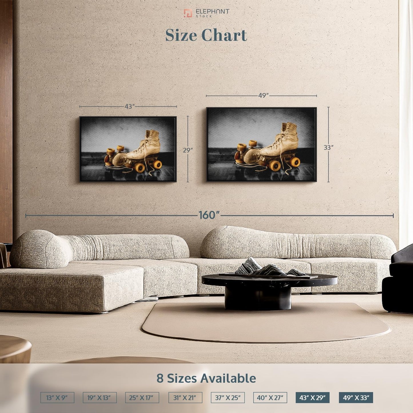 ElephantStock Vintage Skates Pop Wall Art - Horizontal Framed Canvas - 1-Piece Living Room Wall