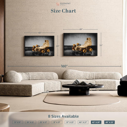 ElephantStock Vintage Skates Pop Wall Art - Horizontal Framed Canvas - 1-Piece Living Room Wall