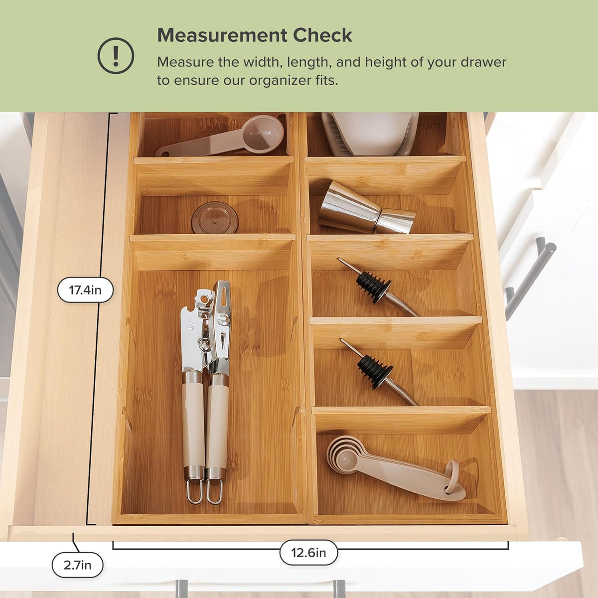 Premium Kitchen Utensils and Junk Drawer Organizer – Small 5-Compartment Design with 4 Removable