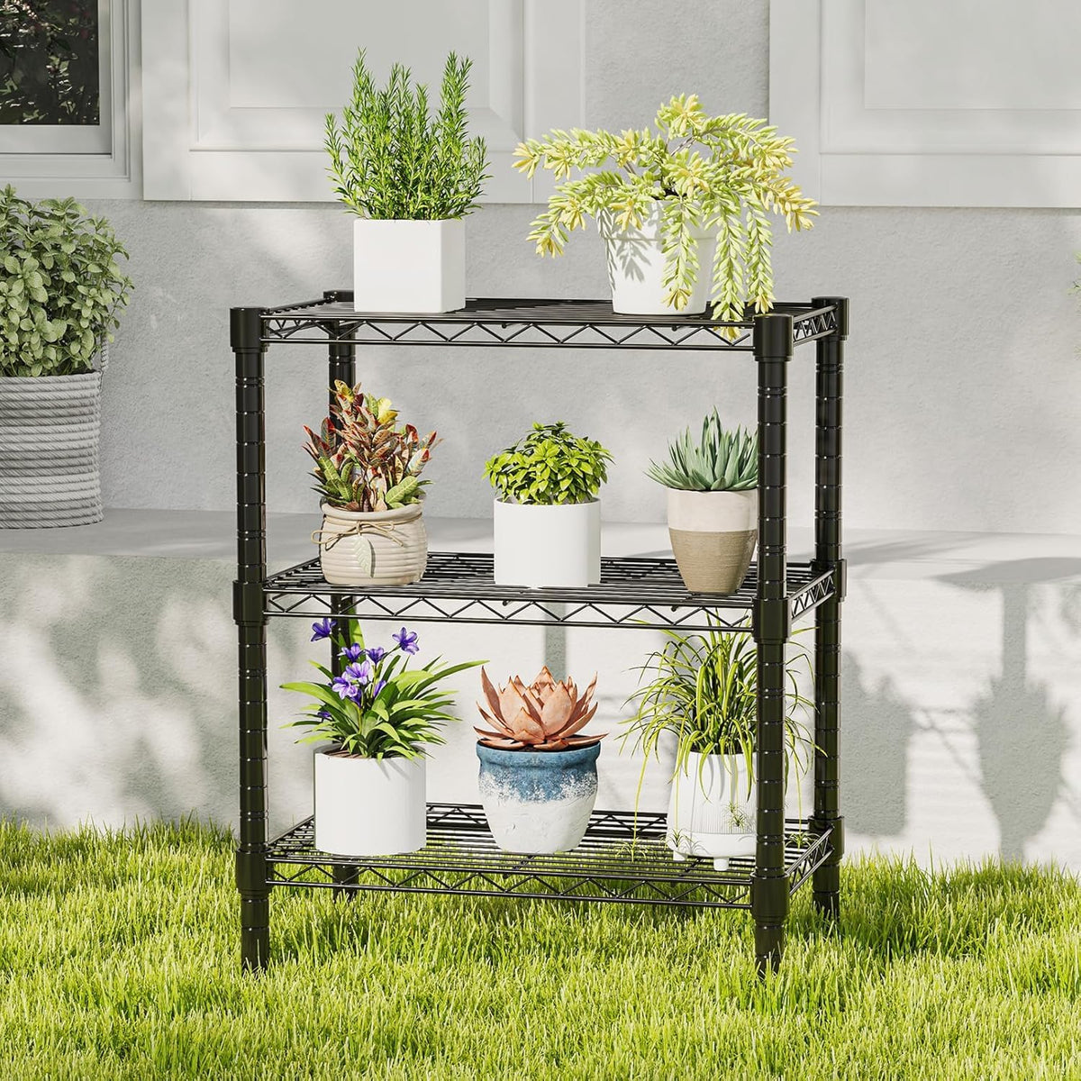 HealSmart 3-Tier Metal Wire Storage Shelves, Adjustable Standing Storage Rack Shelf, Heavy Duty
