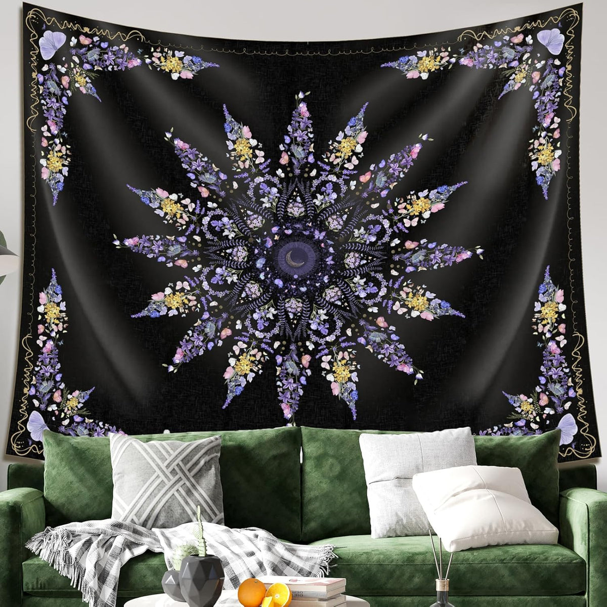 Damanse Floral Tapestry Wall Hanging Cute,Boho Wall Tapestry for Bedroom Aesthetic,Mandala Living