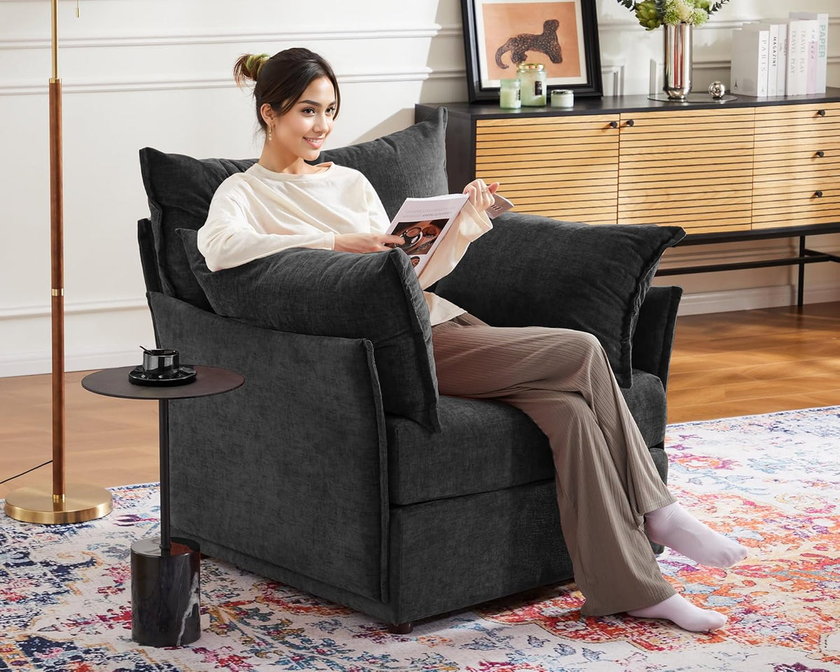 Oversized Accent Chair, Upholstered Modern Sofa Chair with Removable Backrest & Detachable Cover