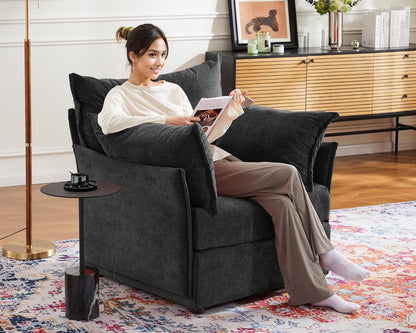 Oversized Accent Chair, Upholstered Modern Sofa Chair with Removable Backrest & Detachable Cover