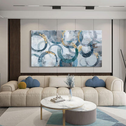 Mofutinpo Abstract Canvas Wall Art for Living Room, Modern Minimalist Wall Pictures Painting - Blue