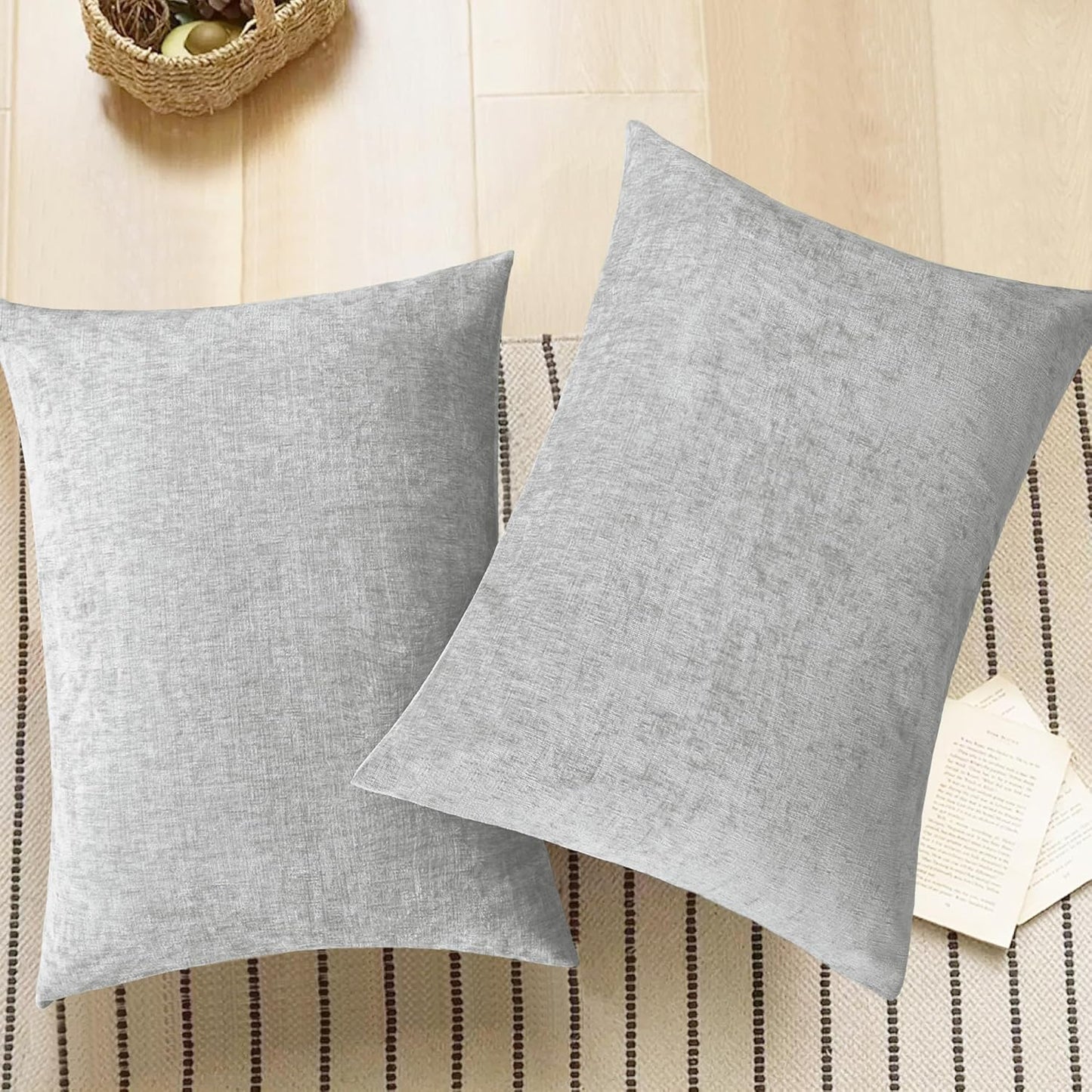 CaliTime Throw Pillow Covers Decorative 20 X 26 Inches Pack of 2 Cozy Chenille Standard Pillow