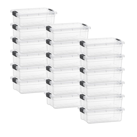 Superio Clear Storage Box with Lid, 2.3 Quart Plastic Container Bins for Organizing, Stackable