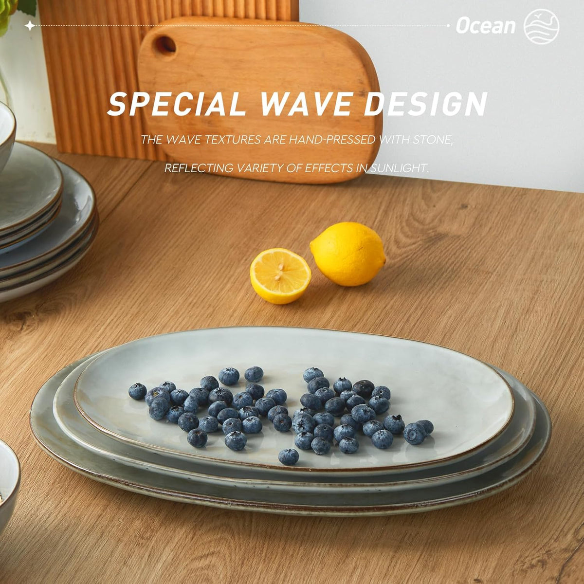 famiware Serving Platter, Oval 15.59/14.3/12.9inch Serving Dishes for Entertaining, Serving Bowls
