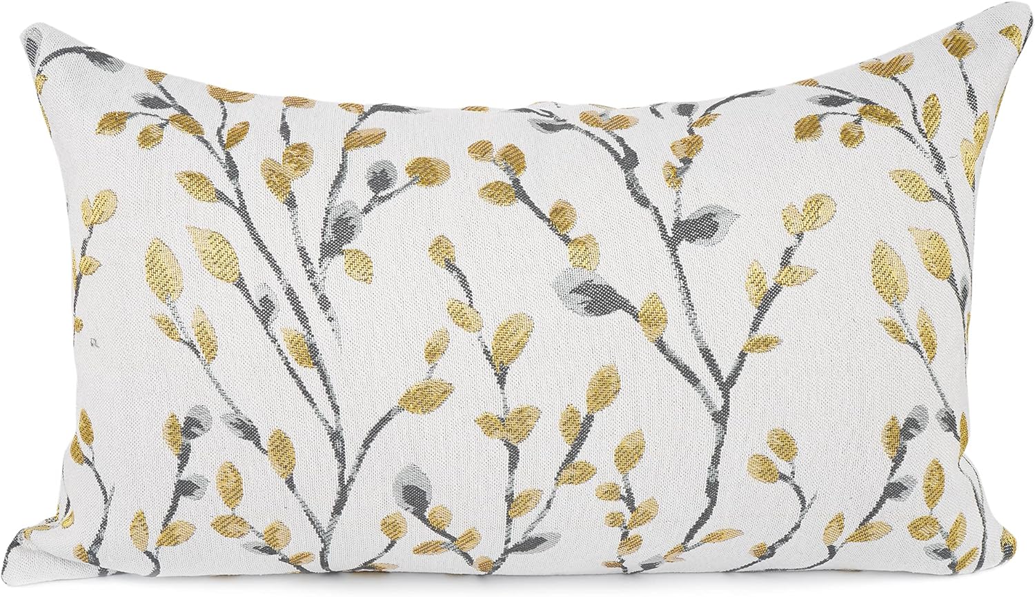 YOUR SMILE Classical Embroidery Jacquard Yellow/Gold Square Decorative Throw Pillow Case Cushion
