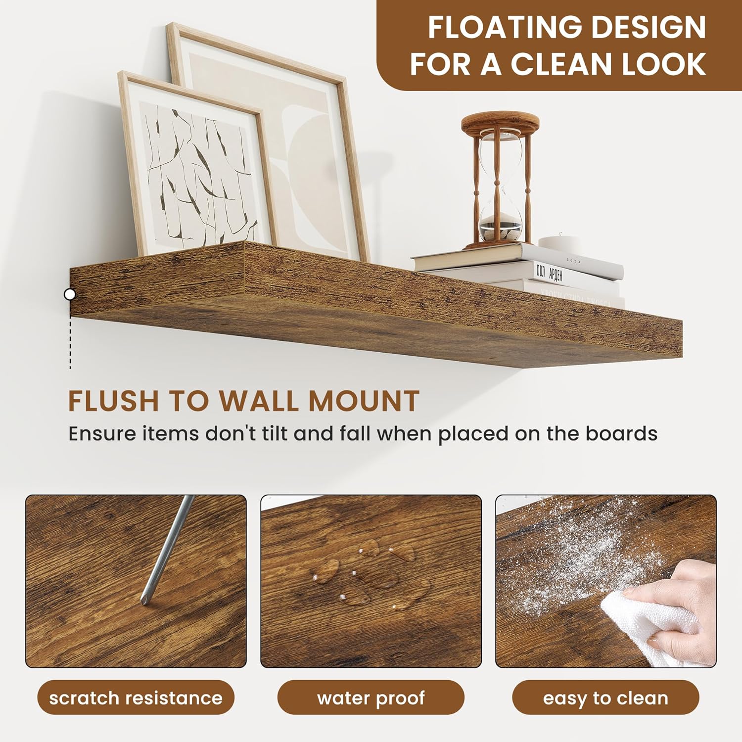 fuqing Floating Shelves for Wall, Bathroom Shelf Wall Mounted for Storage, Shelves with Invisible