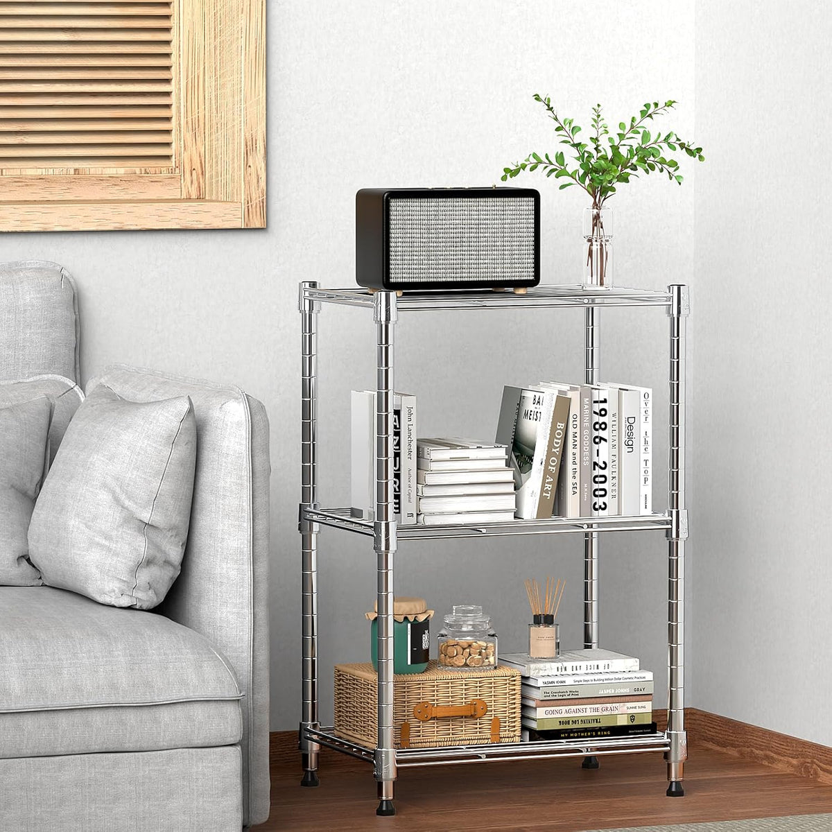 450 lbs Wire Storage Shelving 3-Tier Utility Shelving Unit Steel Organizer Wire Rack for