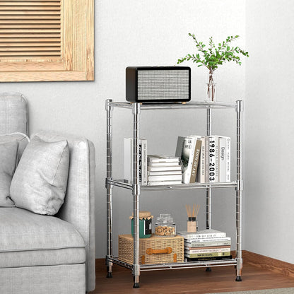 450 lbs Wire Storage Shelving 3-Tier Utility Shelving Unit Steel Organizer Wire Rack for