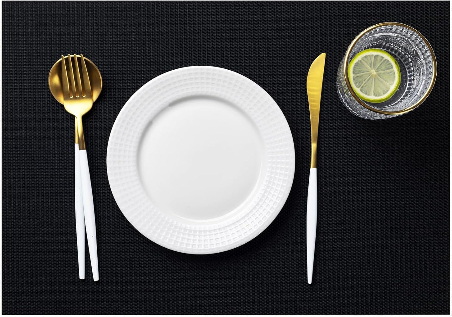 LEXMORE Placemats Set of 8 Vinyl/Plastic Woven Place Mats for Kitchen Table Indoor/Outdoor Washable
