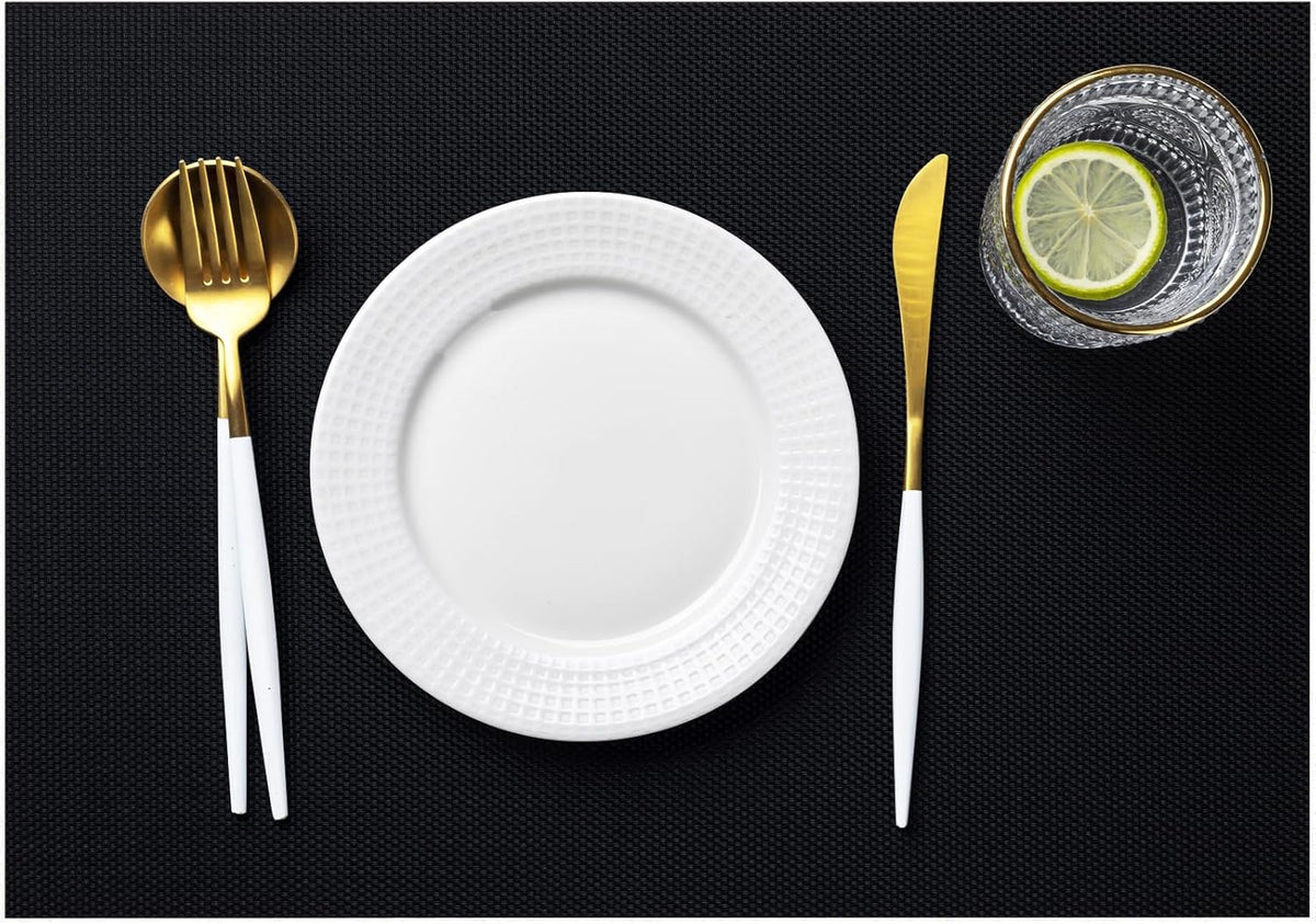 LEXMORE PlaceMats Set of 12 Vinyl/Plastic Woven Place Mats for Kitchen Table Indoor/Outdoor