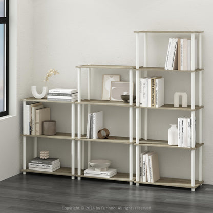 Furinno TURN-N-TUBE Storage Shelves, 5-Tier Book Shelf, Corner Shelf, Toolless Open Shelves, for