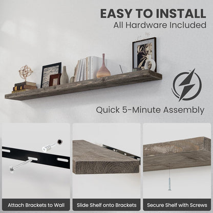 72 inch Floating Shelves for Wall, 8" Deep Rustic Reclaimed Barnwood Shelves, Floating Shelf Wall