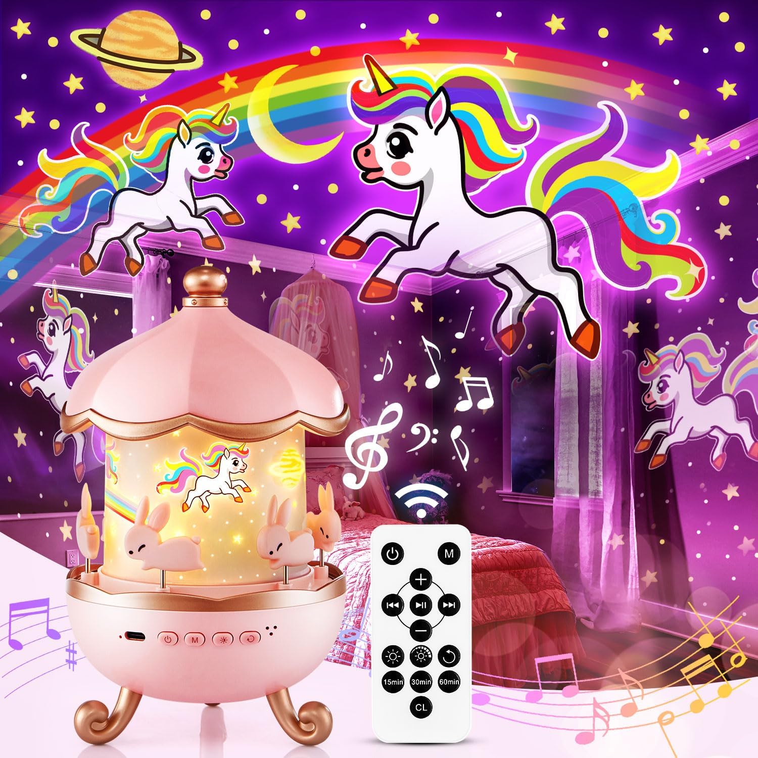 Sound Machine Baby Night Light Projector, 10 White Noise | 21 Colors | 15 Films Toddler Night Light
