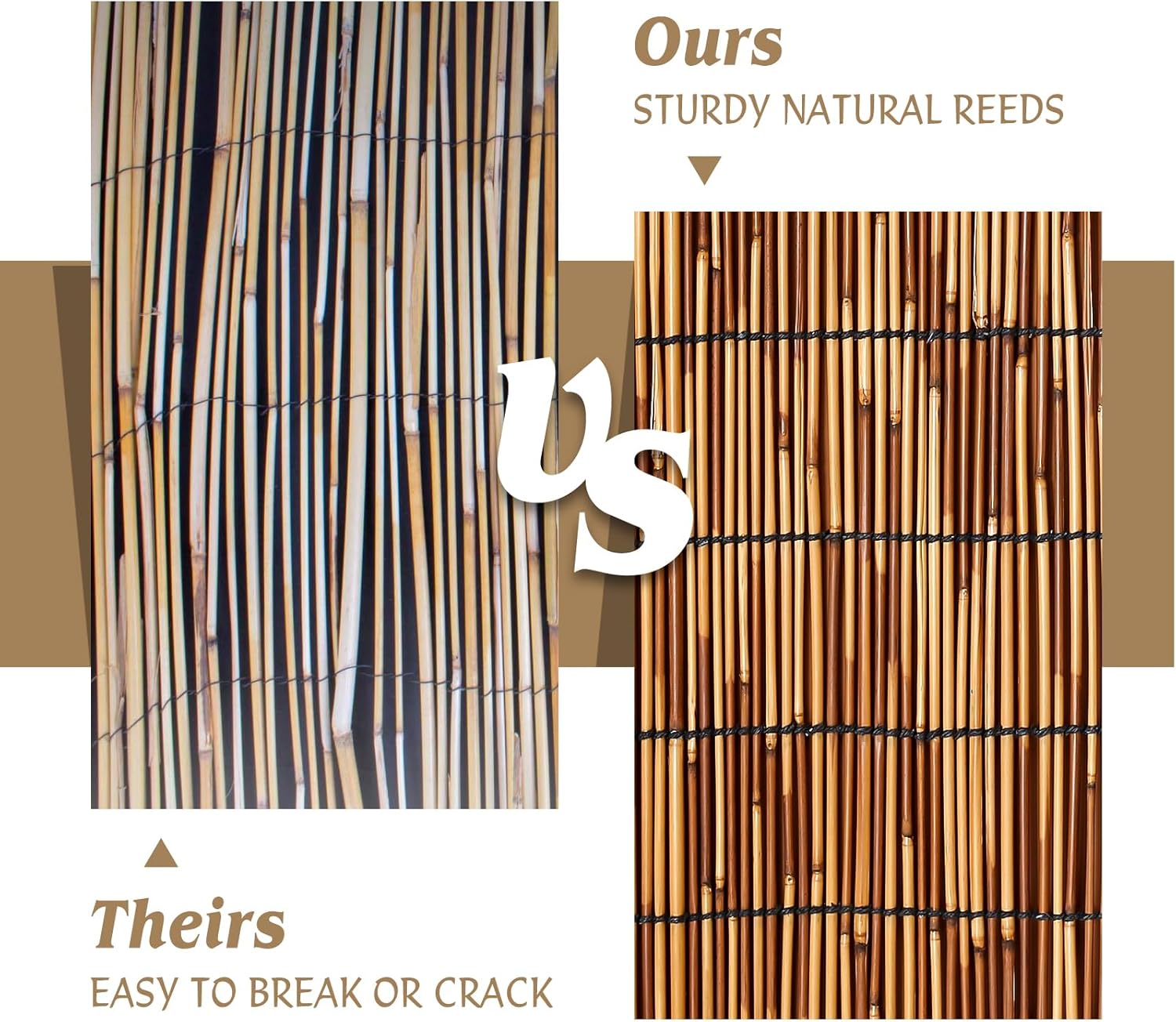 Natural Reed Fencing Rolls,6.5FT X 9.8FT Reed Screen Curtain Fence Covering Privacy Bamboo for