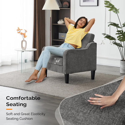 VINGLI Accent Chairs Set of 2 for Living Room, Light Grey Mid Century Modern Chair Soft Chenille