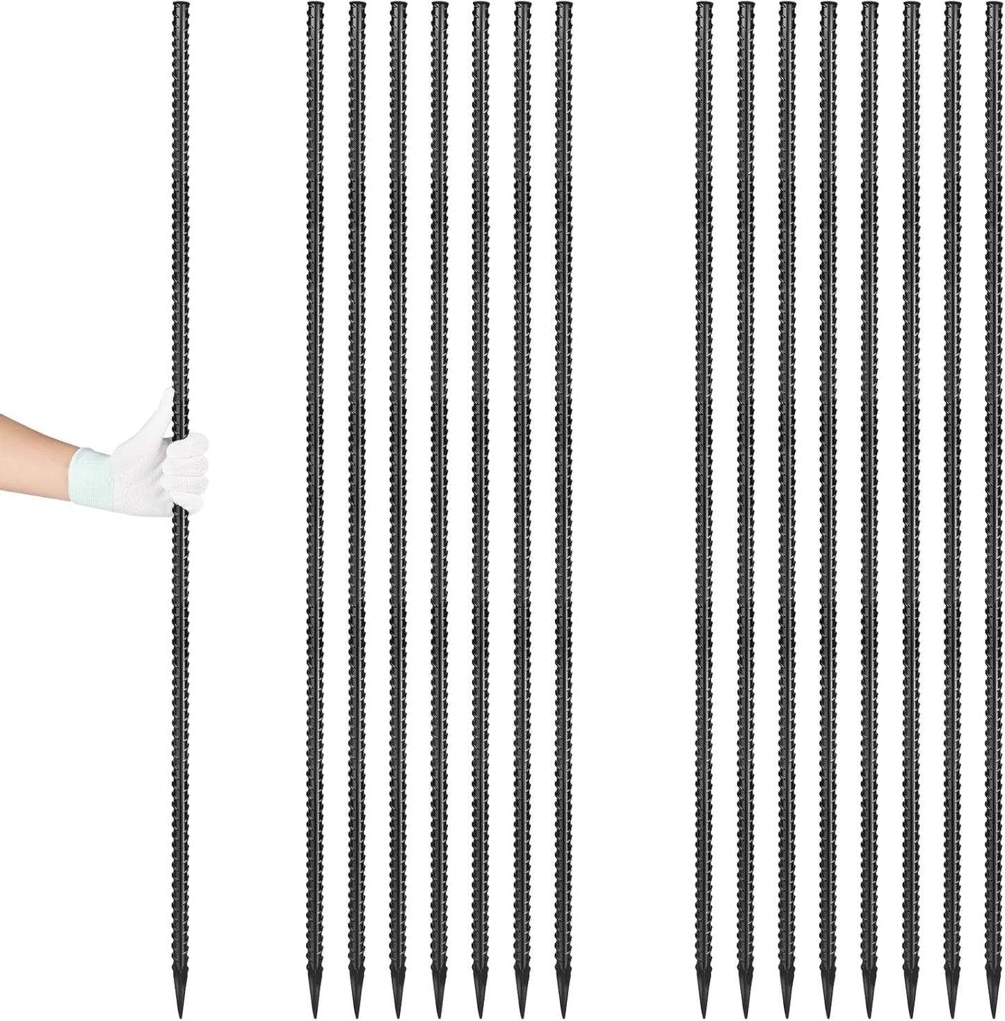 Rebar Stakes 48 inches 16-Pack Concrete Form Stakes Straight 3/8" Diameter Rebar Ground Metal