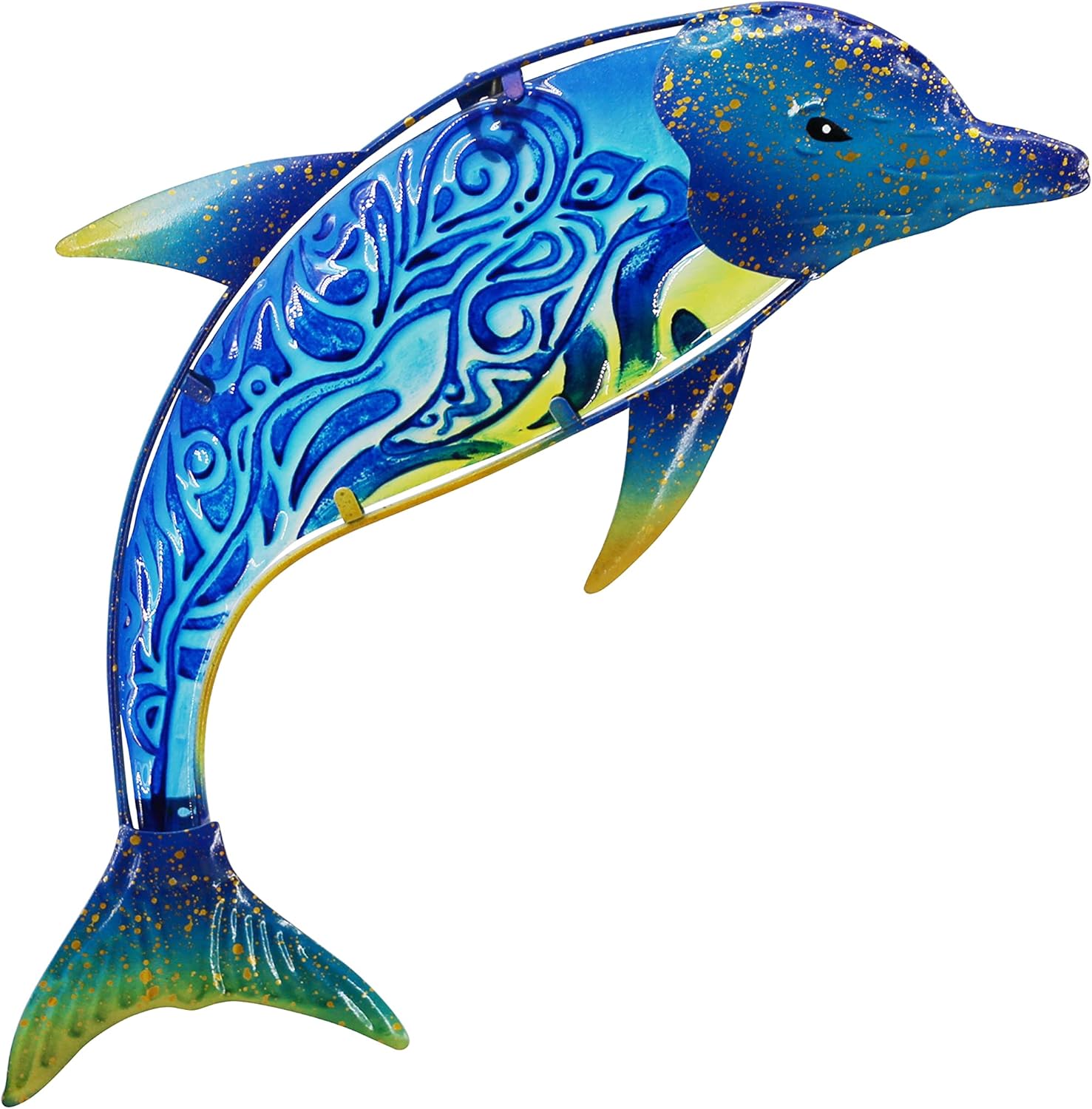 John's Studio Dolphin Wall Decor Outdoor Metal FIsh Sea Hanging Art Glass Sculptures Home Ocean