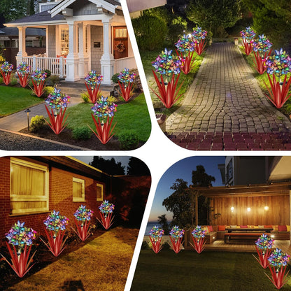 Homight Solar Metal Agave Butterfly Flower Stick Garden Sculpture - Outdoor Gift, Christmas Lights