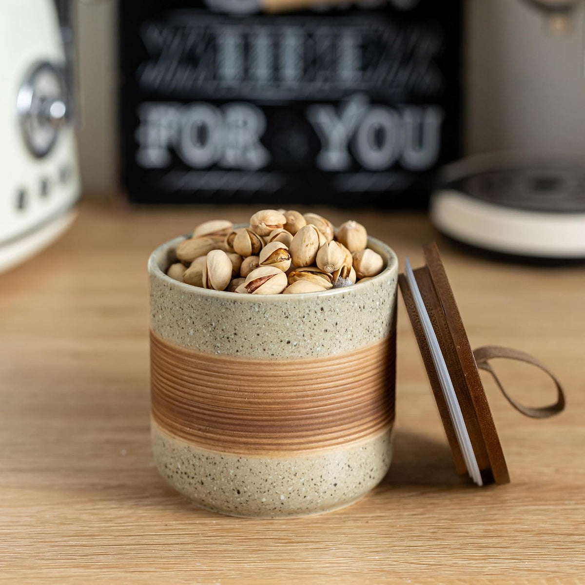 Coffee Storage Container Jar with Lid, Ceramic Kitchen Food Storage Jars with Airtight Lids for