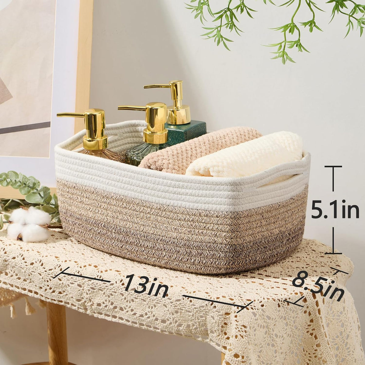 Small Storage Baskets for Organizing | Closet Organizer Bins | Shelf Toy Basket | Woven Rope