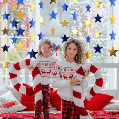 Patelai Glitter Star Garland Banner Decor 130 Feet Star Hanging Bunting Banner Twinkle Backdrop for