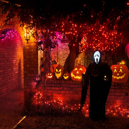 Orange Halloween Lights Outdoor, 100FT 300 LED Halloween String Lights with 8 Modes Waterproof