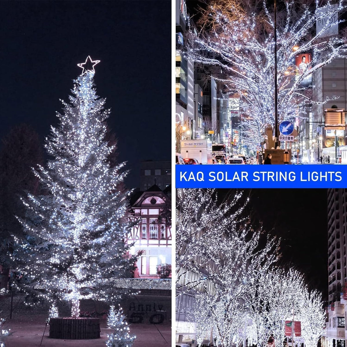 Solar String Lights Outdoor Waterproof 2PK 200LED 66FT Twinkle Lights Auto On/Off Solar Powered LED