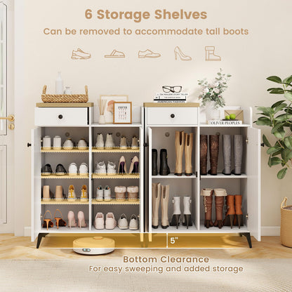 GIANTEX Shoe Storage Cabinet for Entryway, Shoe Cabinet with Doors, White