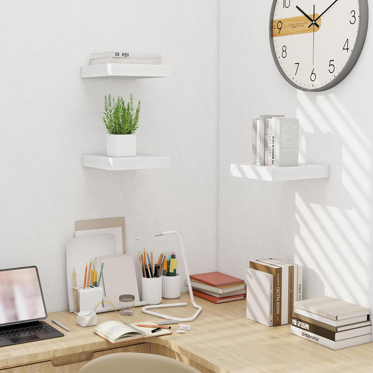 Fun Memories Floating Shelves for Wall 10 Inch, 10 Inch Deep Square Wall Shelves, Bathroom Storage