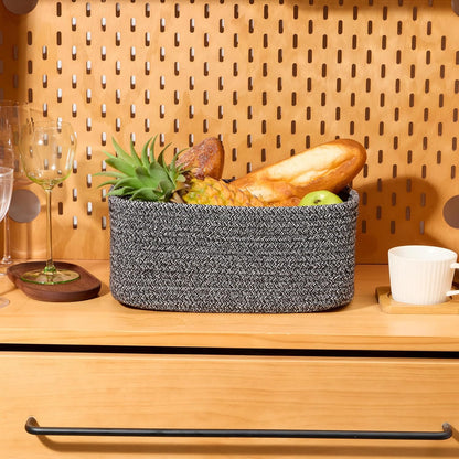 Small Storage Baskets for Organizing | Closet Organizer Bins | Shelf Toy Basket | Woven Rope