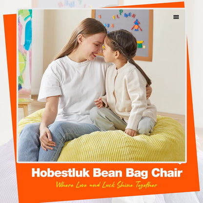 Hobestluk 4.5FT Bean Bag Chair Giant Bean Bag Chair with Filler Included Adult Bean Bag Chairs with