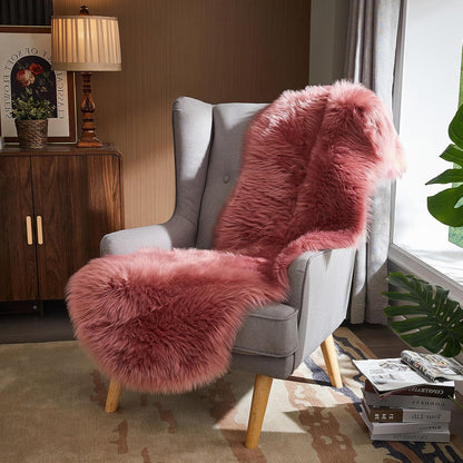 AMTOVO Faux Sheepskin Rug, Blush Pink Ultra Soft Fluffy Shag Area Rug, 2 x 6 ft Faux Fur Rug for