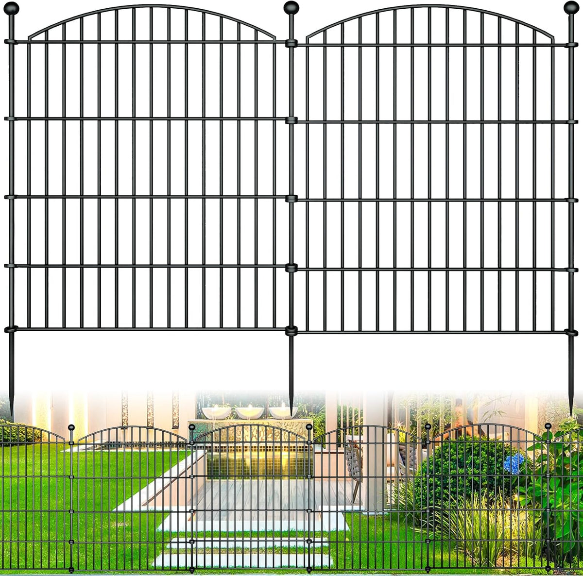 10 Panels Garden Fence Dog Fence Outdoor for Yard, 32in H x 23.6ft L Rustproof Metal Fencing with