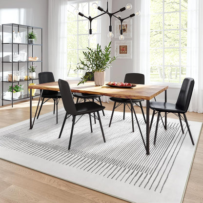 Wonnitar Washable Striped 8x10 Rugs for Living Room, Non-Slip Soft Grey Berber Stripe Bedroom Rug
