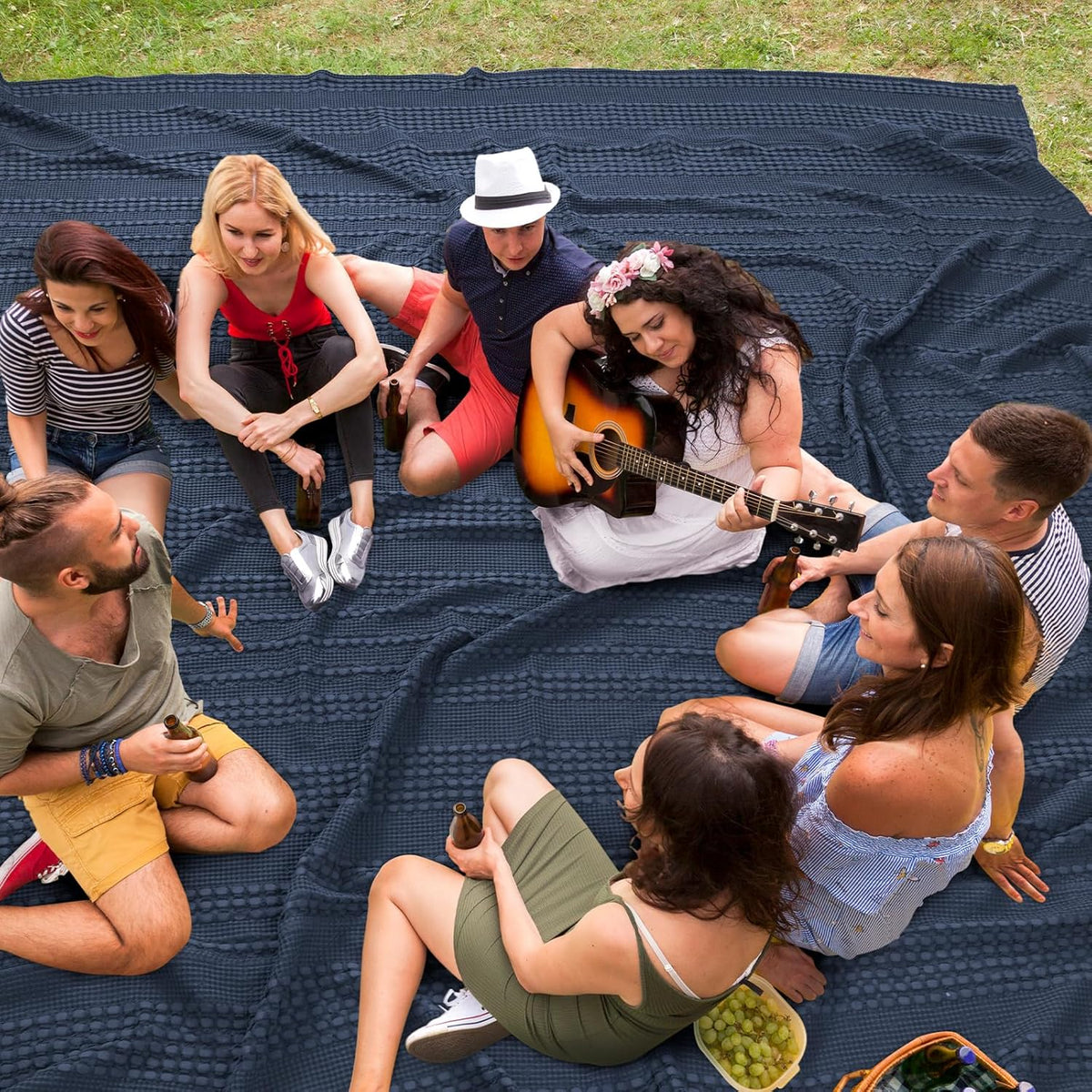 PHF 100% Cotton Waffle Blanket Oversized King 120"x120", Lightweight Breathable Extra Large 10'x10'